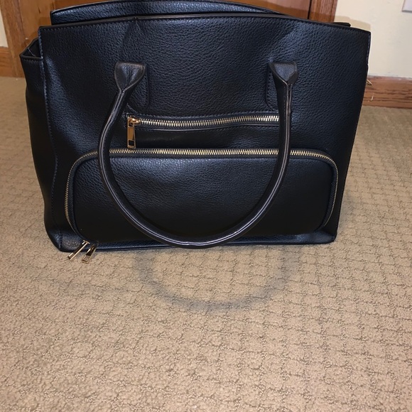 Women's Handbag/Tote Solid Black - Picture 2 of 5